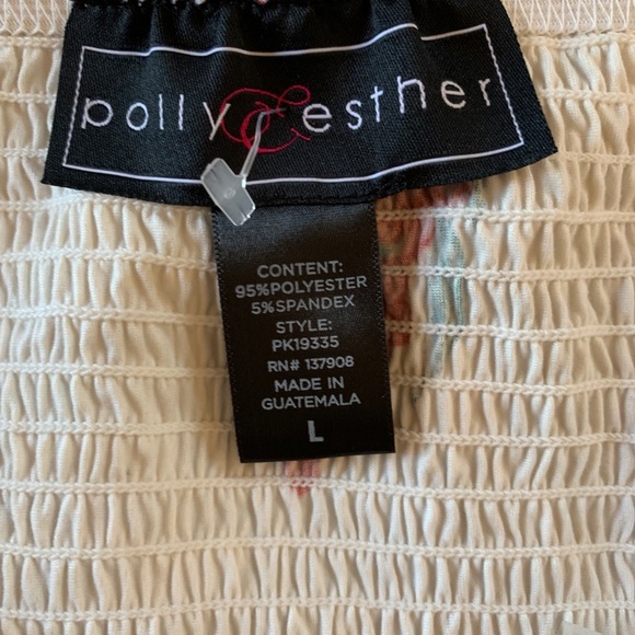 Polly & Esther Ivory Floral Stretch Crop Top L - Picture 3 of 4